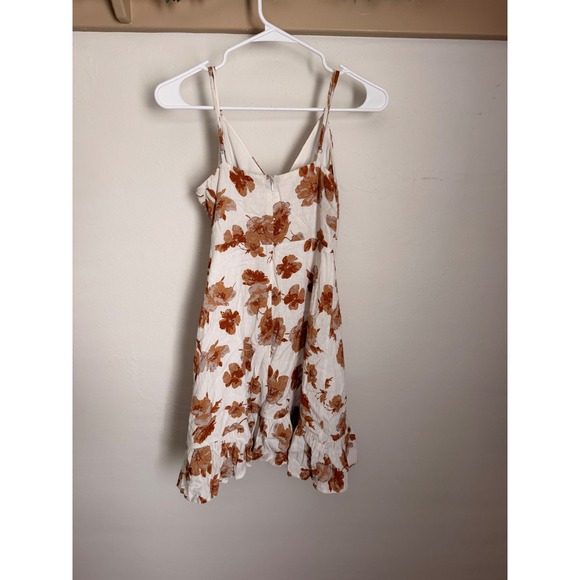 Unbranded Dresses & Skirts - Floral Ruffle Mini Dress White Rust Terracotta Boho Summer Sun Dress Sleeveless